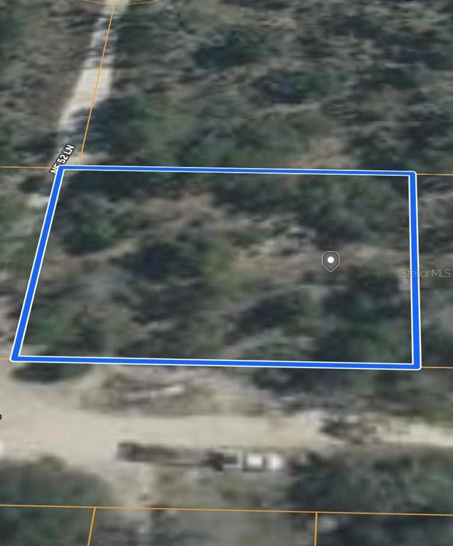 This is an aerial map view of a rectangular, undeveloped plot of land — 0 NE 134 TERRACE, WILLISTON, FL