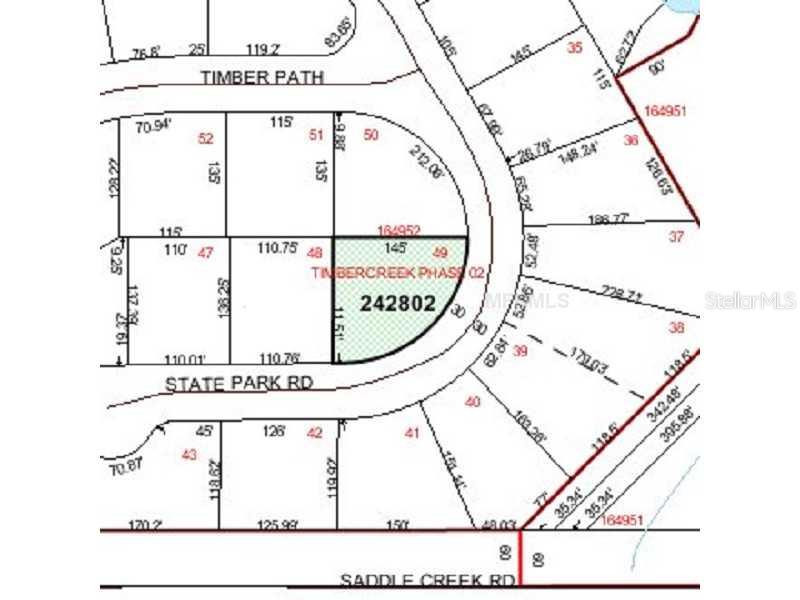 This is a plat map showing property lot lines and dimensions for a residential subdivision — STATE PARK RD, LAKELAND, FL