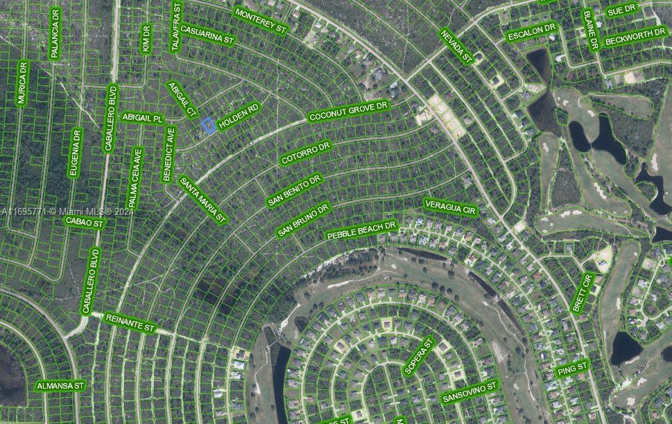 This is an aerial map showing a residential neighborhood with streets and property lot lines — 6552 Holden Road, Sebring FL 33872, SEBRING, FL