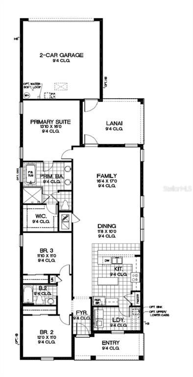 This is a floor plan for a single-story home featuring three bedrooms, two bathrooms, and a garage — 5960 FLOWERING CHERRY BEND, WINTER GARDEN, FL