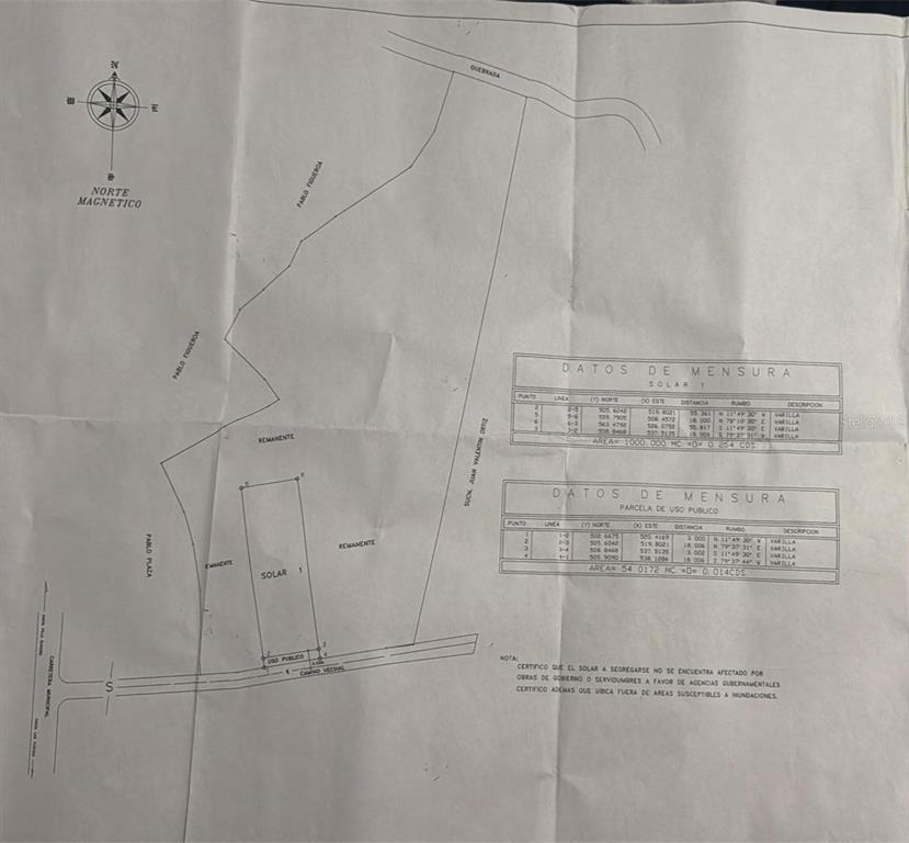 This is a land survey map showing the measurements and boundaries of two adjacent plots — Carr. 351, Camino Marrero CAMINO MARRERO, MAYAGUEZ, PR