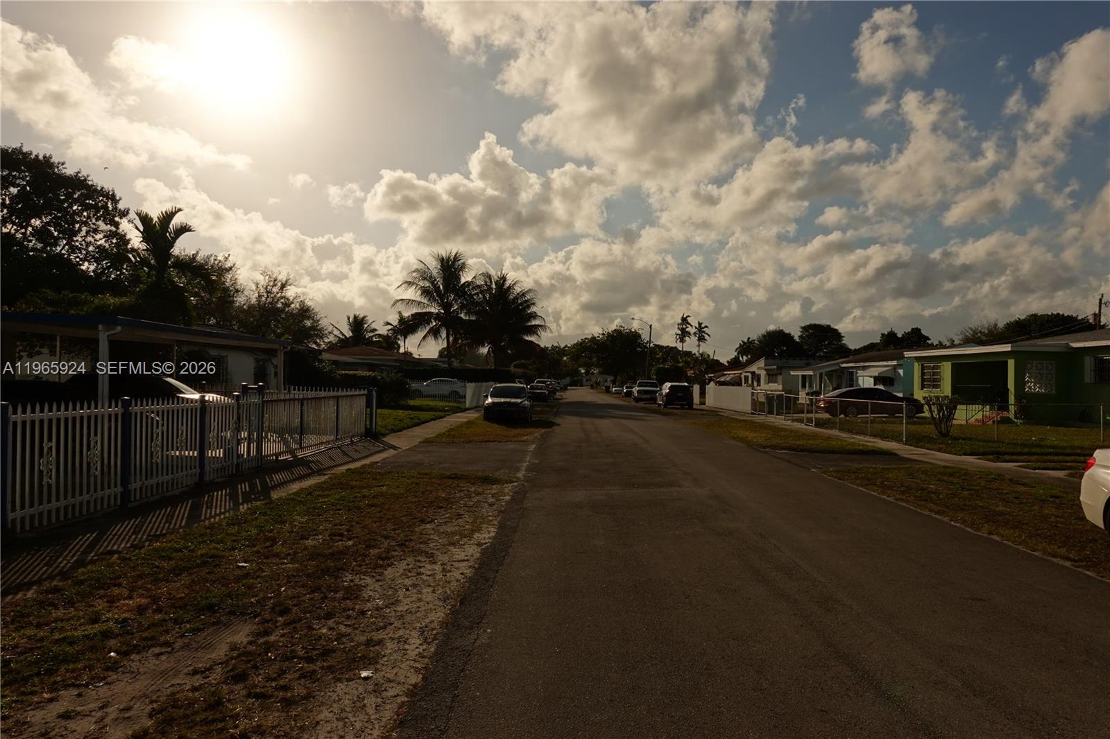 A residential street view features houses, parked cars, palm trees, and a cloudy sky — 810 NW 84th Ter, Miami FL 33150, MIAMI, FL