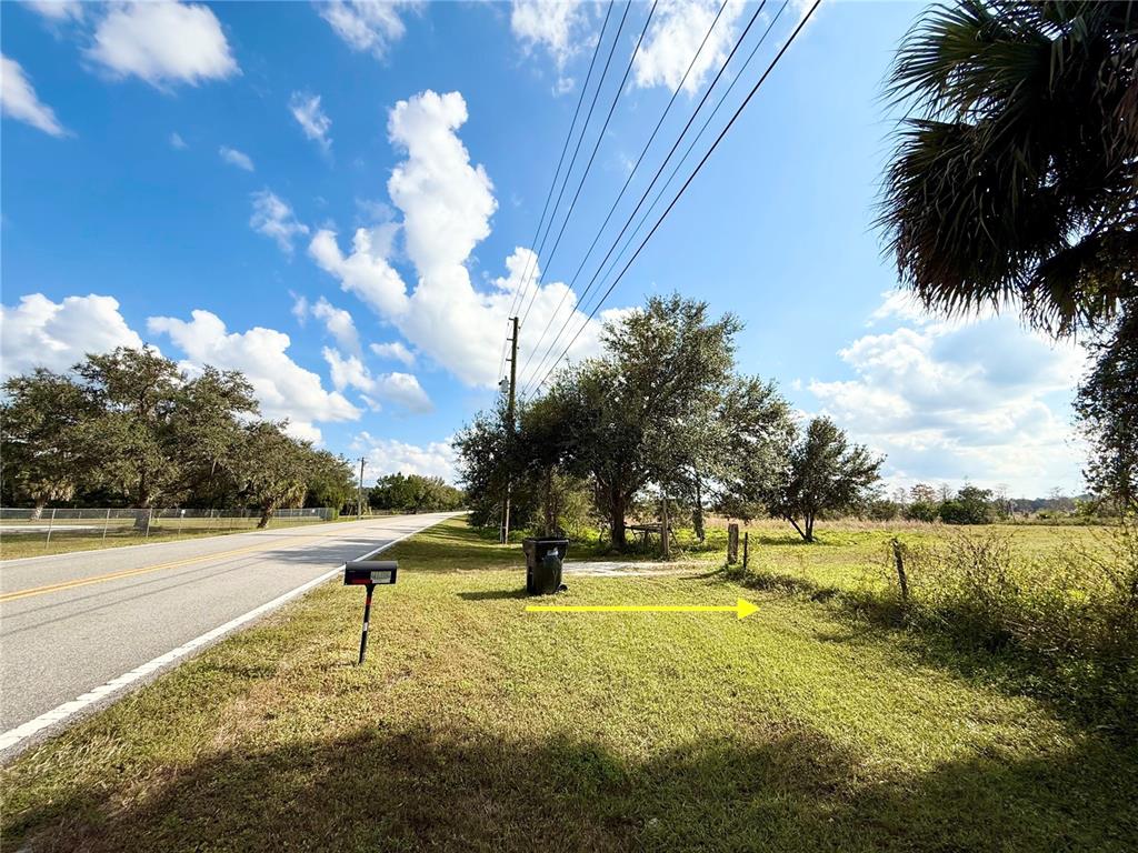 A grassy roadside lot features a mailbox, a trash bin, and trees under a blue sky — LOT 9 FORT CHRISTMAS ROAD, CHRISTMAS, FL