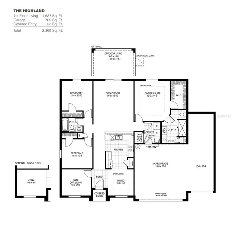 This floor plan shows a single-story home with three bedrooms, a kitchen, and a garage — 4591 ULSTER AVENUE, NORTH PORT, FL