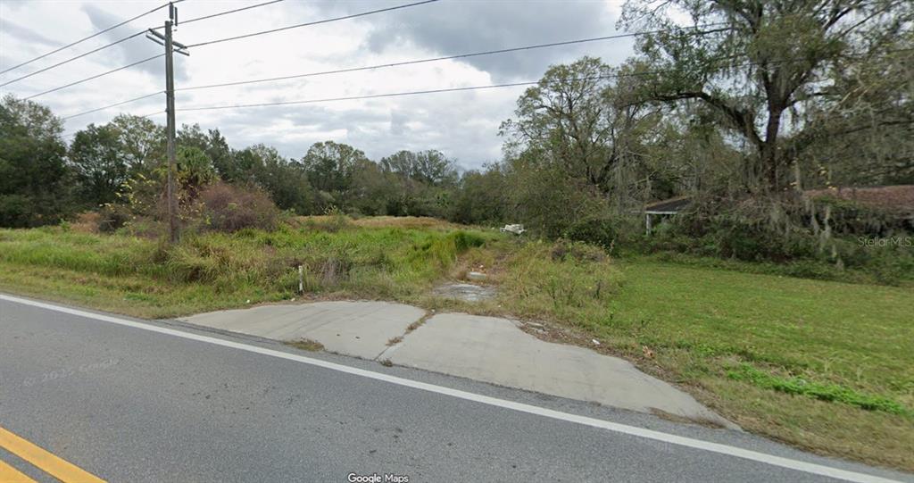 A concrete driveway apron leads into an overgrown, grassy vacant lot beside a road — 4040 WARING ROAD, LAKELAND, FL