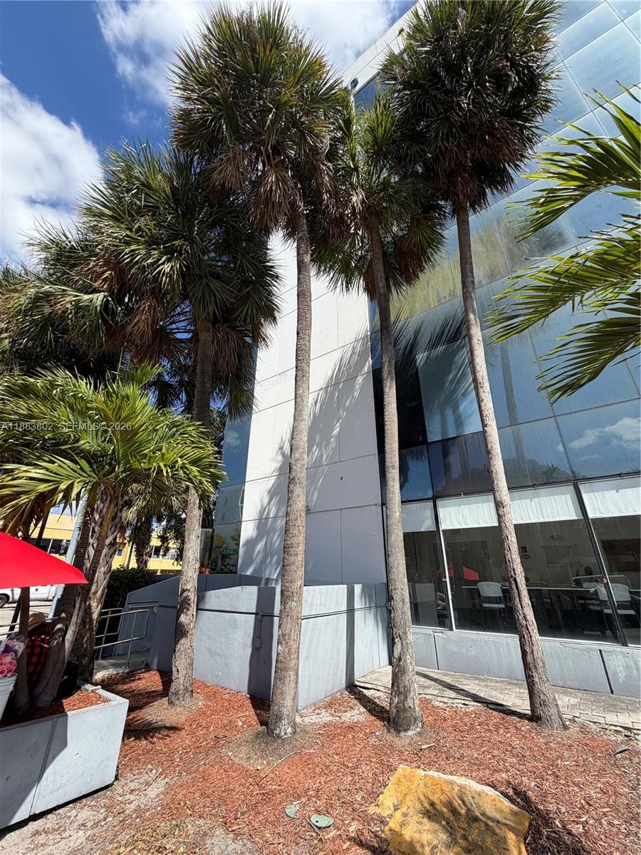 Tall palm trees stand in front of a modern building with large glass windows — 4445 W 16th Ave # 605, Hialeah FL 33012, HIALEAH, FL