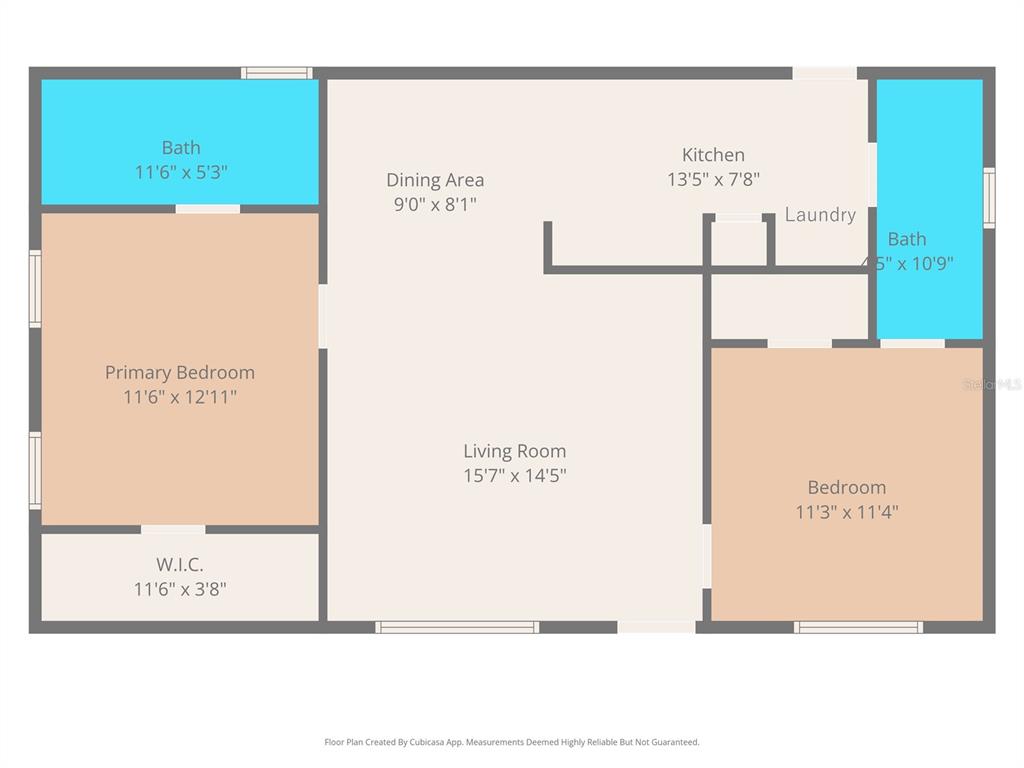 This is a floor plan showing a two-bedroom, two-bathroom apartment layout — 15620 HAYS ROAD, SPRING HILL, FL