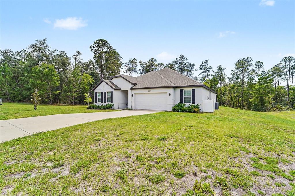 A single-story house with a white exterior, a two-car garage, and a concrete driveway — 15 LONE PINE STREET, HOMOSASSA, FL