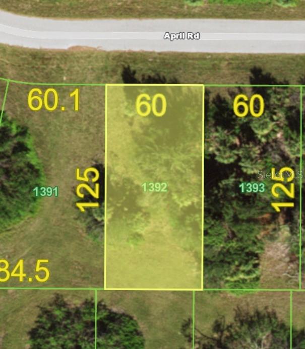This is a map showing a rectangular plot of land labeled 1392 near April Rd — 118 APRIL ROAD, ROTONDA WEST, FL