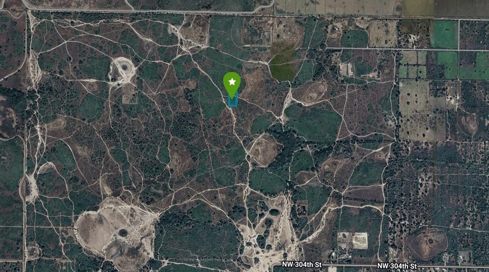 This is an aerial map view of a large, undeveloped plot of land — 0 NW 314th Street, Okeechobee FL 34972, OKEECHOBEE, FL