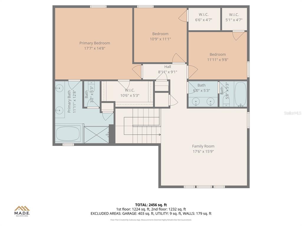 This is a floor plan showing the layout of a residential second floor — 13917 ROSEATE TERN LANE, RIVERVIEW, FL