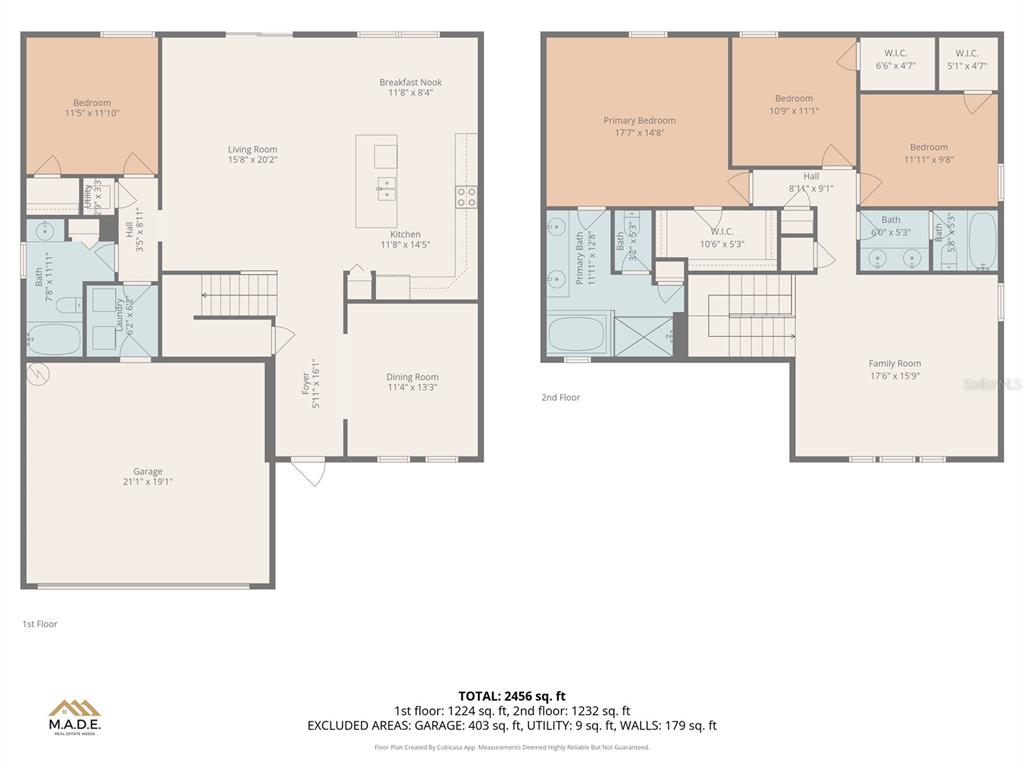 This is a two-story residential floor plan showing the layout of rooms and dimensions — 13917 ROSEATE TERN LANE, RIVERVIEW, FL