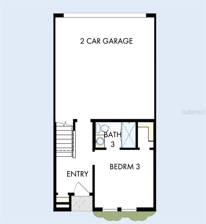 This floor plan shows a ground level with an entry, bedroom 3, a bathroom, and a garage — 450 31ST WAY N, ST PETERSBURG, FL