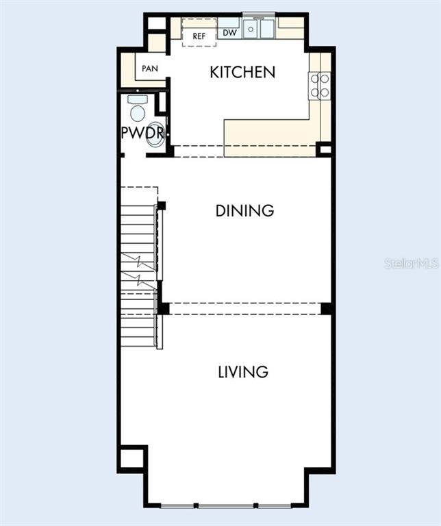 This is a floor plan of a home's main level featuring a kitchen, dining, and living area — 450 31ST WAY N, ST PETERSBURG, FL