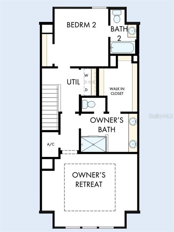 This is a floor plan showing the layout of a two-bedroom residential upper level — 450 31ST WAY N, ST PETERSBURG, FL