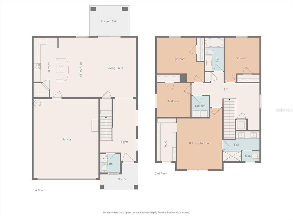 This is a two-story floor plan showing a garage, living areas, and four bedrooms — 5372 FEZ COURT, BROOKSVILLE, FL