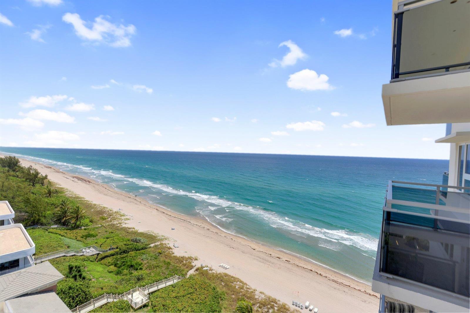 An elevated view of a sandy beach and ocean from a high-rise balcony — 2066 N Ocean Boulevard, Boca Raton FL 33431, BOCA RATON, FL
