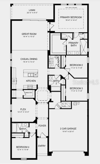 This is a floor plan for a single-story house with four bedrooms and a garage — 3437 LUMBER FALLS DRIVE, PLANT CITY, FL