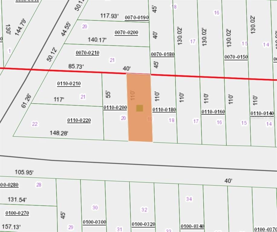 This is a property tax map showing parcel boundaries, lot dimensions, and identification numbers — 336 PORTLAND STREET, HAWTHORNE, FL