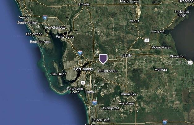 This is a map showing the location of a property near Lehigh Acres, Florida — 2605 69TH STREET W, LEHIGH ACRES, FL