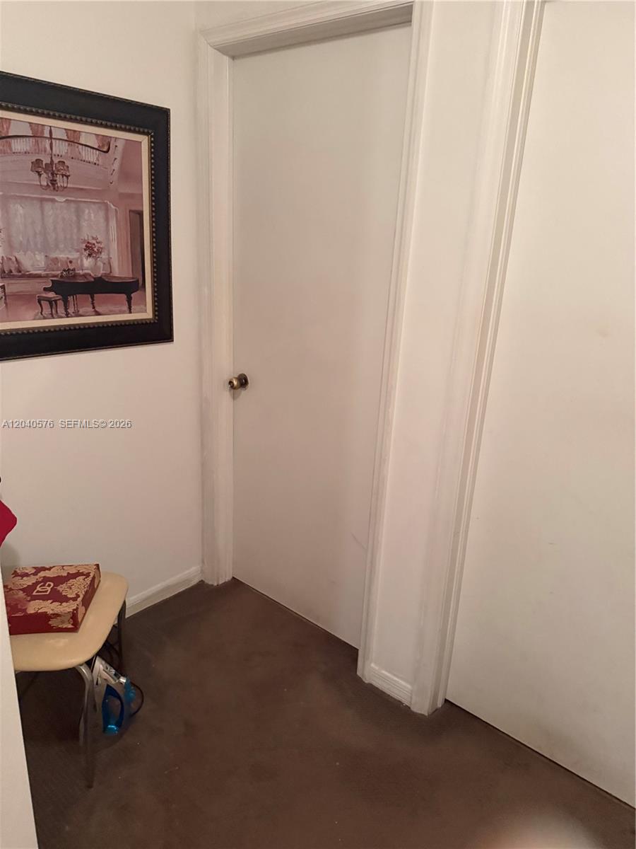 A hallway features beige carpeting, two white doors, and a framed picture on the wall — 5943 SW 162nd Pl, Miami FL 33193, MIAMI, FL