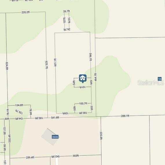 This is a property map showing lot dimensions and the location of a house — NO STREET .12 ACRES 5,404 SQ, ORANGE CITY, FL