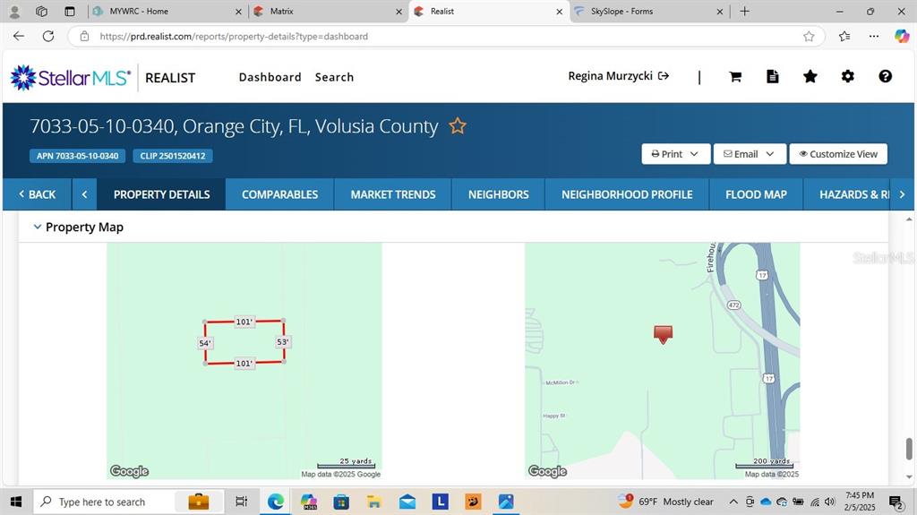 This is a digital map showing the property boundaries and location of a land parcel — NO STREET .12 ACRES 5,404 SQ, ORANGE CITY, FL