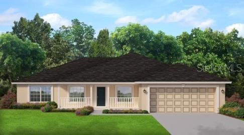 This is a rendering of a single-story suburban house with a two-car garage — 2356 ARMENIA ROAD, NORTH PORT, FL