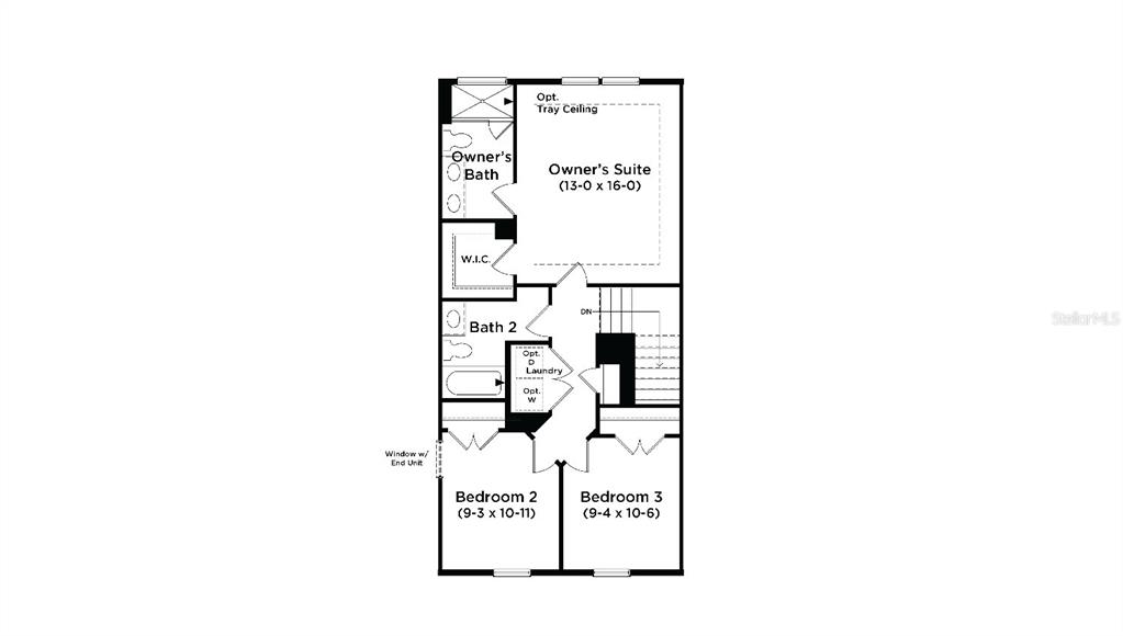 This is a floor plan of a residential second story featuring three bedrooms and two bathrooms — 15081 GROVESIDE ROAD, WINTER GARDEN, FL