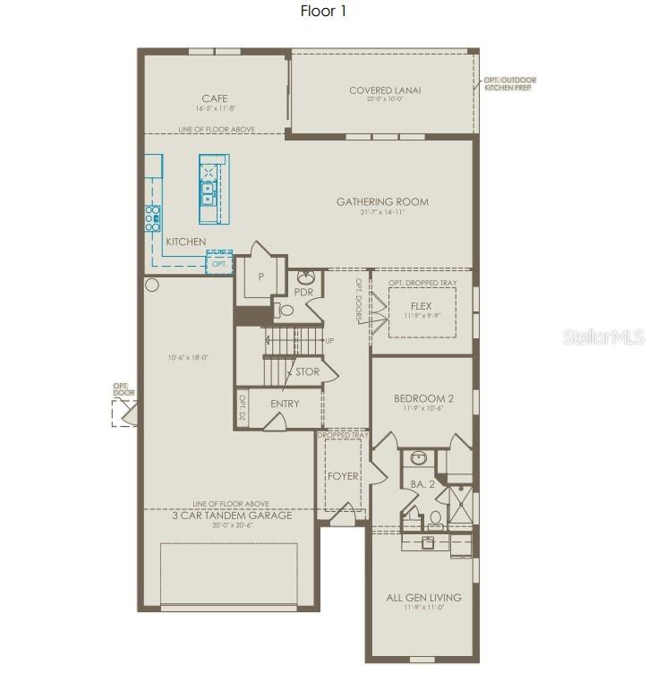 This is a floor plan for the first level of a house with a garage — 2627 CLEAR NIGHT AVENUE, KISSIMMEE, FL