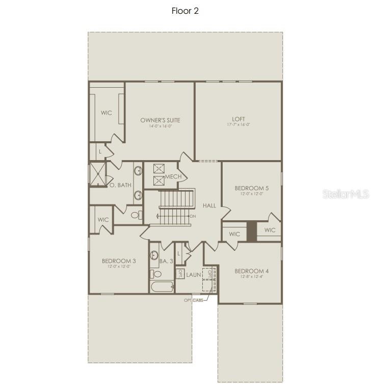 This is a floor plan for the second level of a house featuring four bedrooms — 2627 CLEAR NIGHT AVENUE, KISSIMMEE, FL