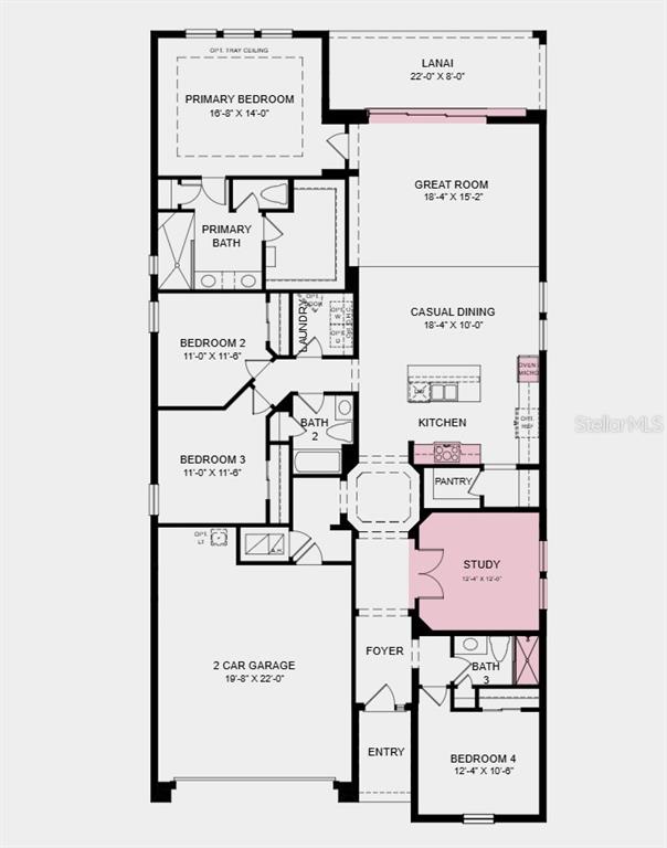 This is a floor plan for a single-story home with four bedrooms and a garage — 25 GEOSAM DRIVE, PALM COAST, FL