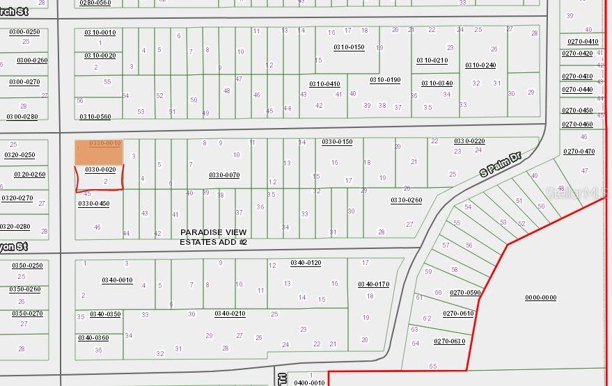 This is a tax map showing property parcel boundaries and lot numbers in a residential area — 00 WILLOW STREET AND LAKEVIEW STREET CORNER, INTERLACHEN, FL