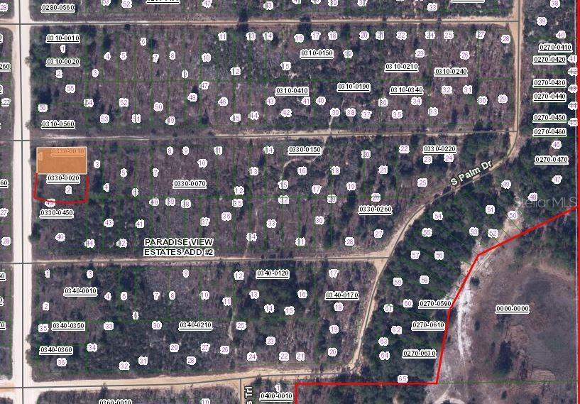This is a satellite map showing property lot lines and parcel numbers for a residential area — 00 WILLOW STREET AND LAKEVIEW STREET CORNER, INTERLACHEN, FL