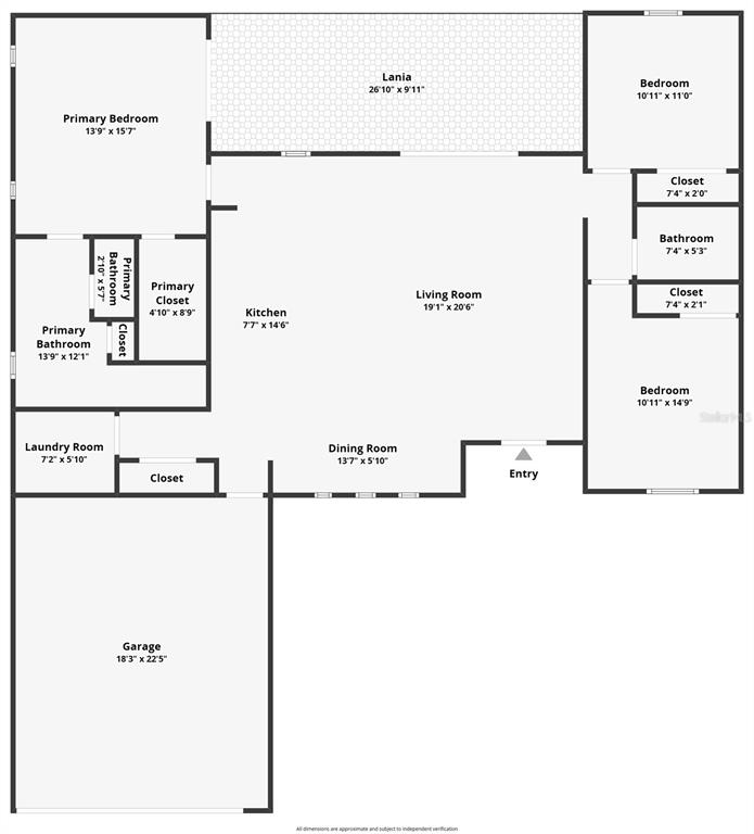 This is a floor plan showing the layout of a single-story residential home — 6231 ROWE STREET, ENGLEWOOD, FL