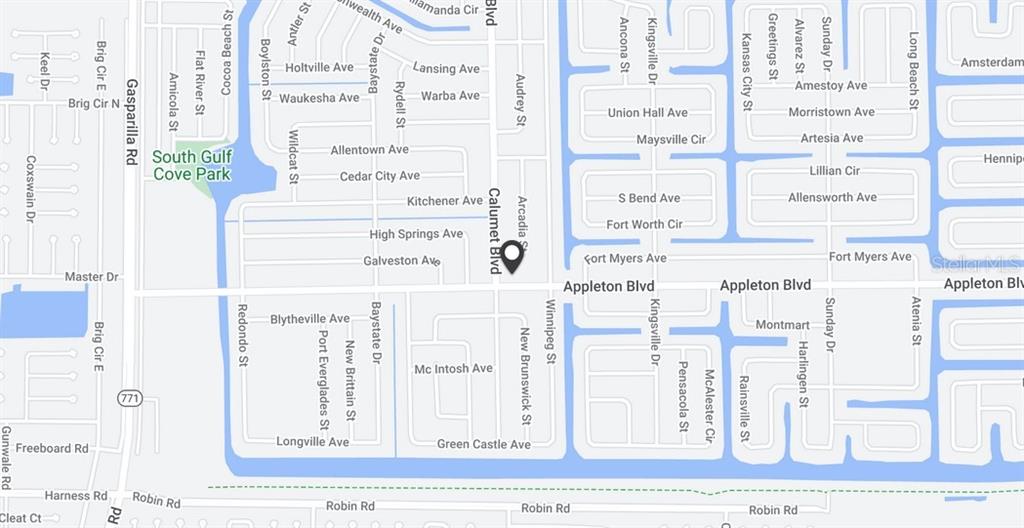 This is a map showing residential streets and a park in a suburban neighborhood — 13996 APPLETON BOULEVARD, PORT CHARLOTTE, FL