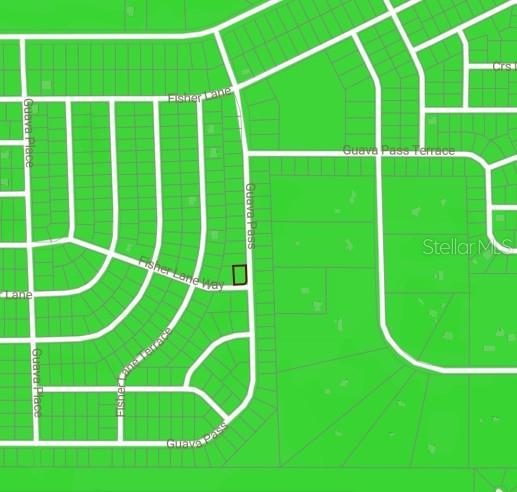 This is a map showing a highlighted parcel of land at a street intersection — BLK 1222 LOT 14 FISHER LANE WAY, OCKLAWAHA, FL