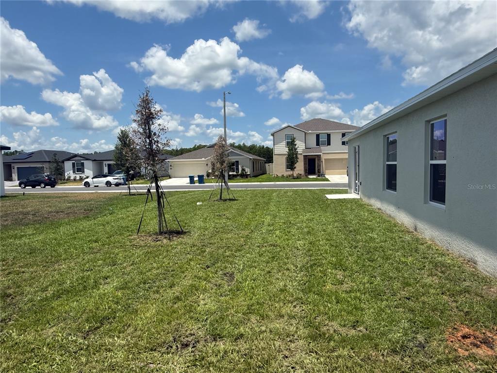 A view of a grassy side yard next to a house with neighboring homes nearby — 3232 ALPINE WAY, DAVENPORT, FL
