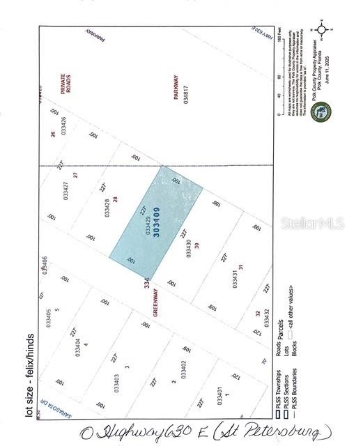 This is a property tax map showing parcel 303109 and surrounding lots — CR-HIGHWAY 630, INDIAN LAKE ESTATES, FL
