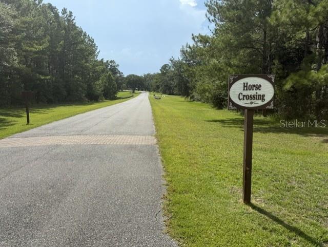 A paved road leads through a wooded area with a Horse Crossing sign on the right — 0 NW 148 LANE, REDDICK, FL