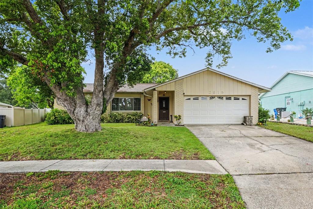 A single-story house with a large tree in the front yard and a concrete driveway — 2815 LINDEN TREE STREET, SEFFNER, FL