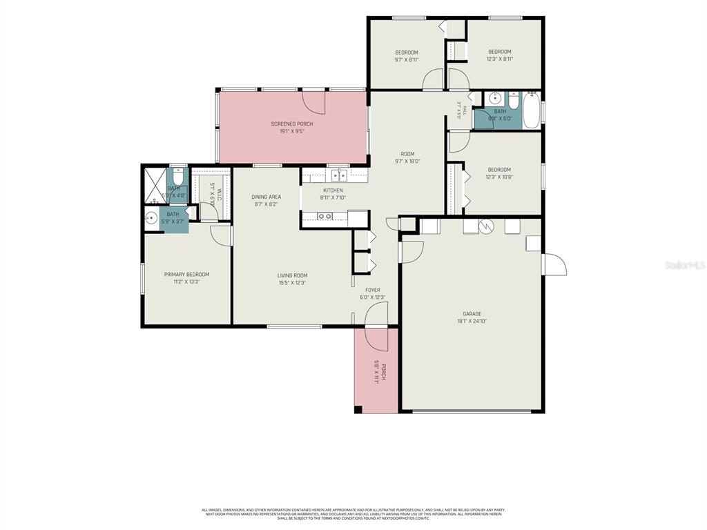 This is a floor plan showing the layout of a house with a garage and porch — 2815 LINDEN TREE STREET, SEFFNER, FL