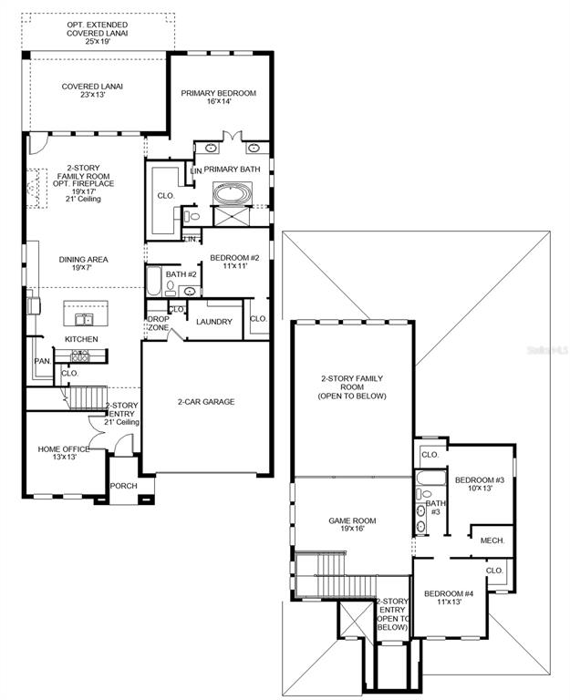 This floor plan shows a two-story house layout with a primary suite, garage, and bedrooms — 3808 109TH STREET E, PALMETTO, FL