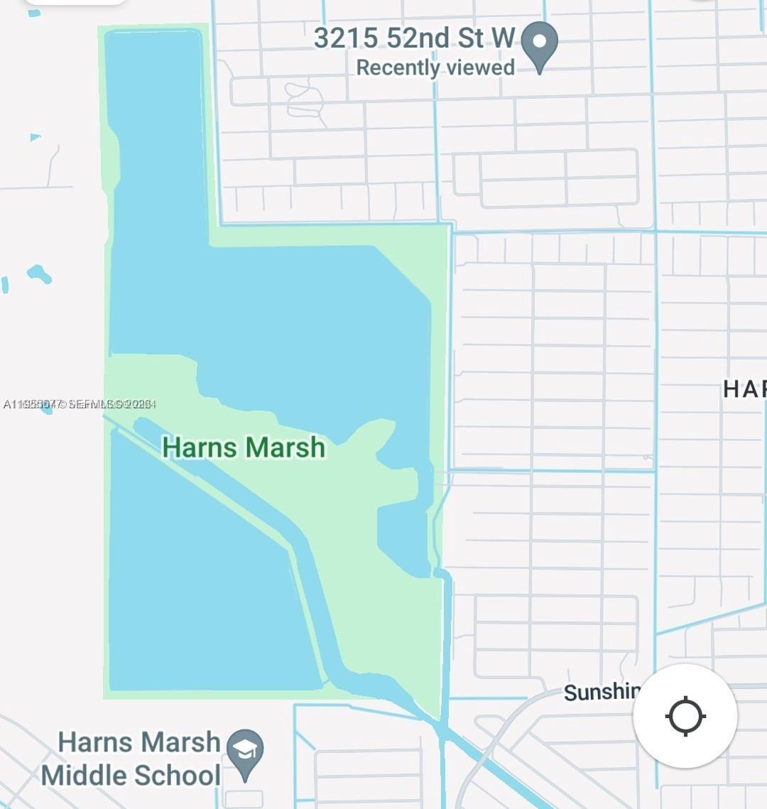This map shows the Harns Marsh area with nearby streets and Harns Marsh Middle School — 3215 52nd St W, Lehigh Acres FL 33971, LEHIGH ACRES, FL