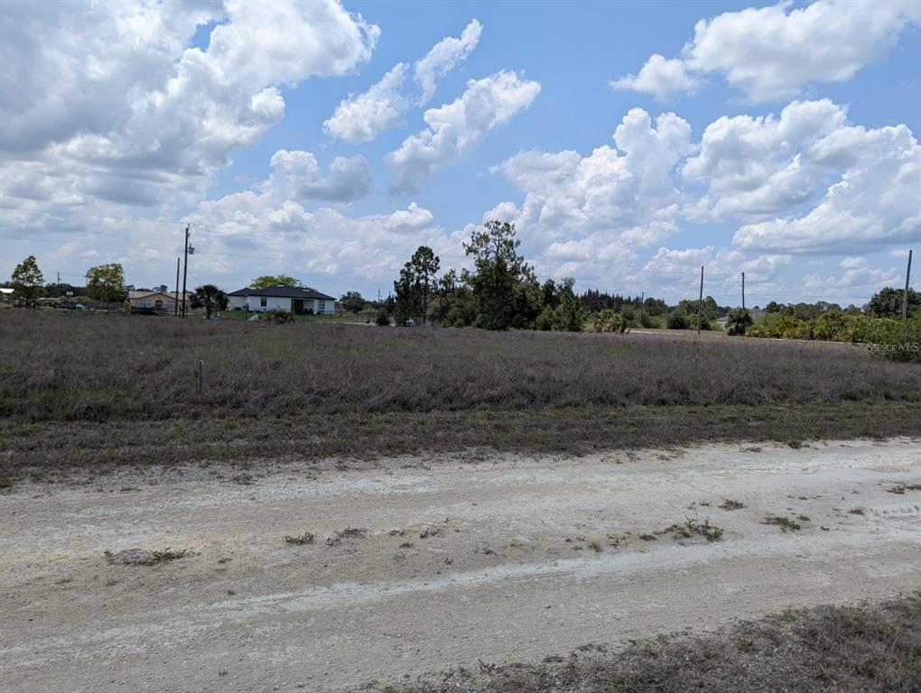 A dirt road runs in front of a large, flat, grassy vacant lot — 1721 WELLS AVENUE, LEHIGH ACRES, FL