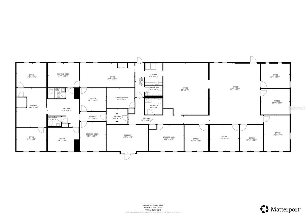 This is a floor plan showing the layout of an office building with multiple rooms — 215 MARY RECKEWEG WAY, BARTOW, FL