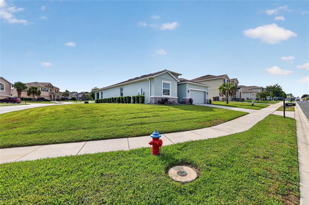 A single-story house with a light blue exterior and a fire hydrant on the lawn — 5601 SW 50TH AVENUE, OCALA, FL