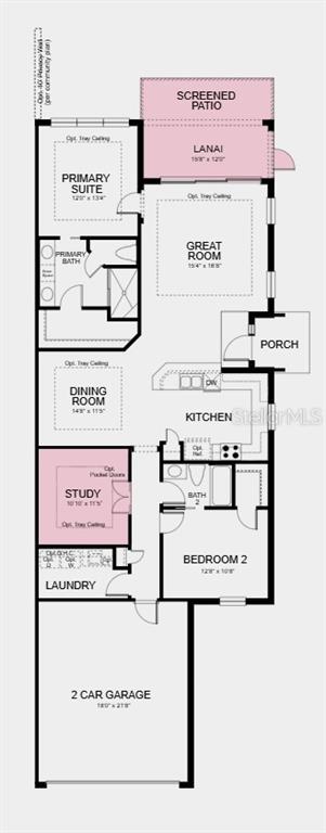 This is a floor plan for a single-story home with two bedrooms, a study, and garage — 3209 TORTA COURT, BRADENTON, FL