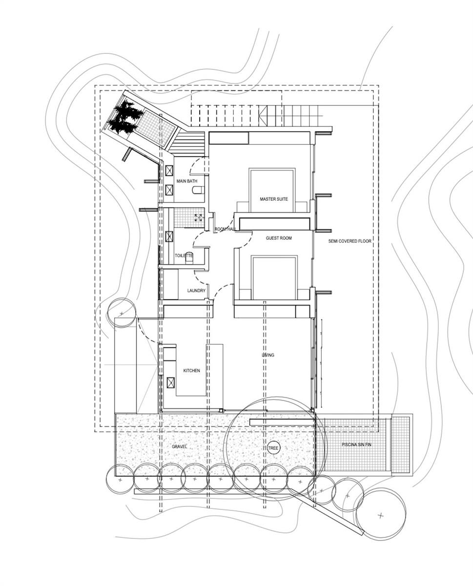 This floor plan shows a residential layout with a kitchen, living area, bedrooms, and pool — 200 Burn Brae Way, Bocas Del Toro,, FL