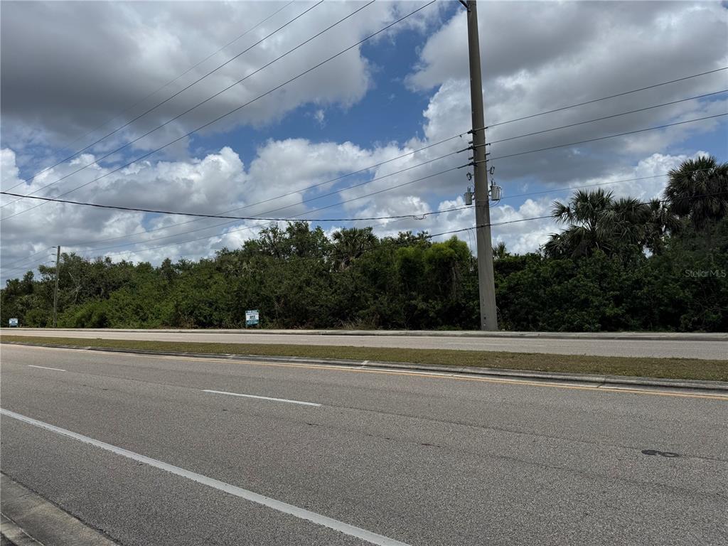 A paved road runs in front of a vacant, wooded lot with a utility pole — 10200 BURNT STORE ROAD, PUNTA GORDA, FL